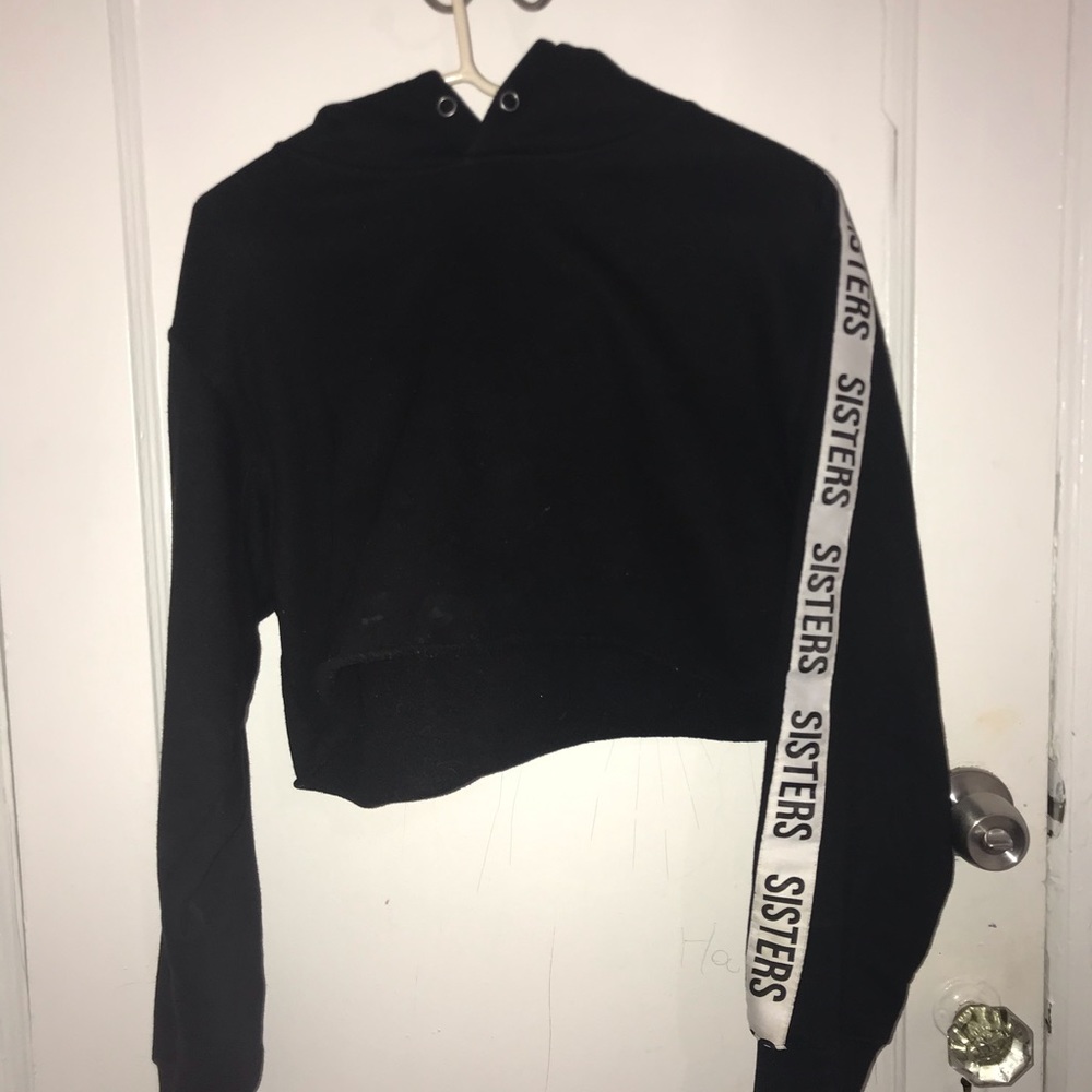 REAL Sisters Apparel Cropped Black Hoodie